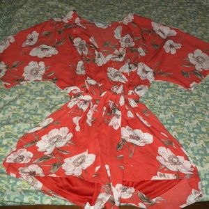 Orange floral romper